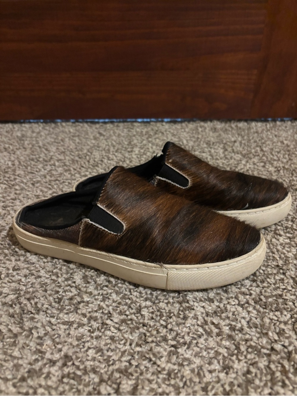 Montana West Brown Haircalf Slip-On Loafers